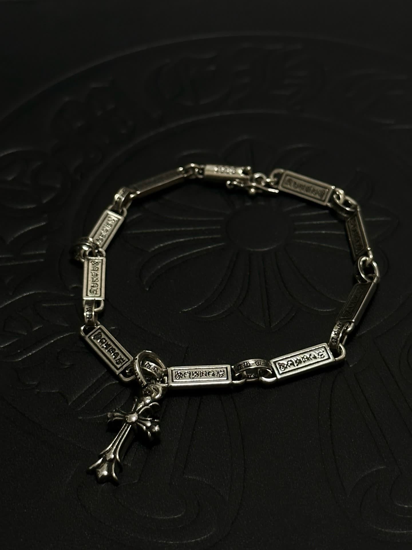 Chrome Hearts Silver Cross Charm Bracelet